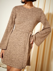Friends Like These Camel Soft Touch Flare Sleeve Mini Dress - Image 2 of 4
