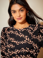 Friends Like These Black Ruffle Sleeve Mini Fit and Flare Dress - Image 3 of 4