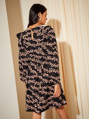 Friends Like These Black Ruffle Sleeve Mini Fit and Flare Dress - Image 4 of 4