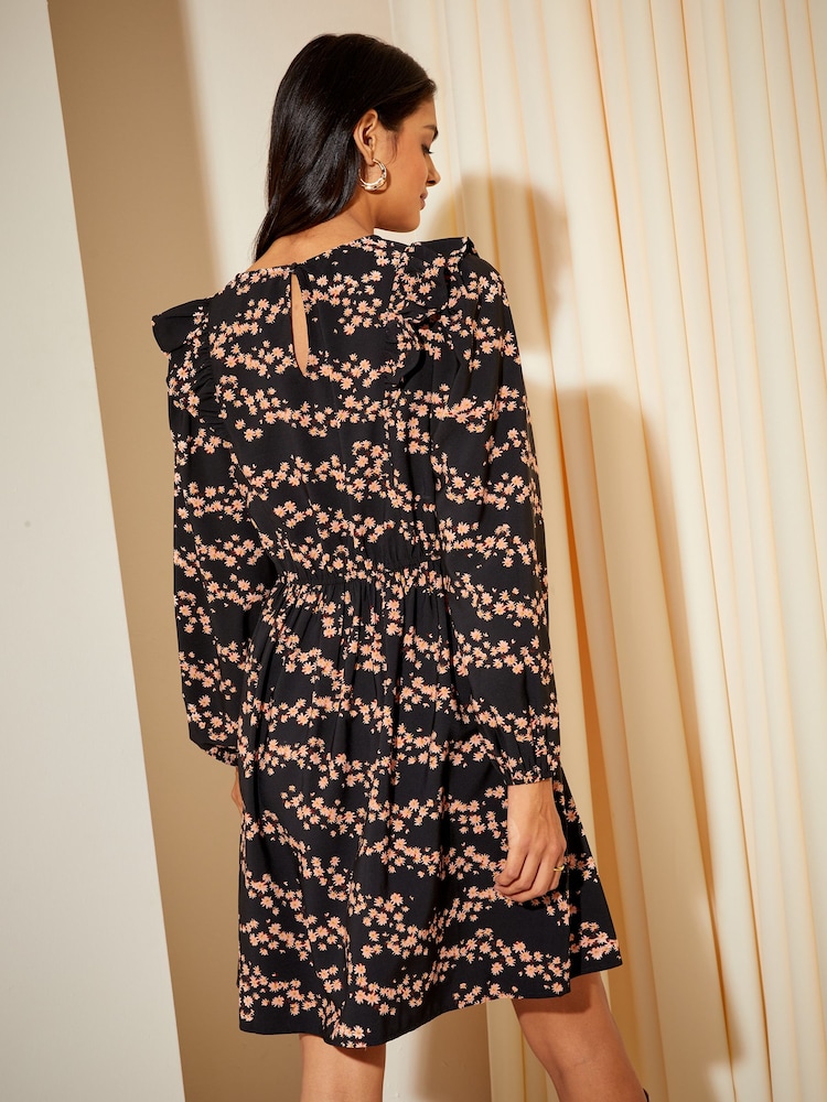 Friends Like These Black Ruffle Sleeve Mini Fit and Flare Dress - Image 4 of 4