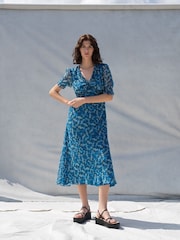 Great Plains Blue Meadow Ditsy V Neck Dress - Image 1 of 4