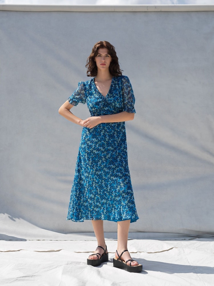 Great Plains Blue Meadow Ditsy V Neck Dress - Image 1 of 4