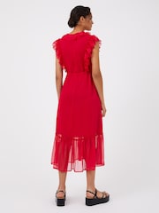 Great Plains Hot Pink High Summer Crinkle V Neck Dress - Image 3 of 4