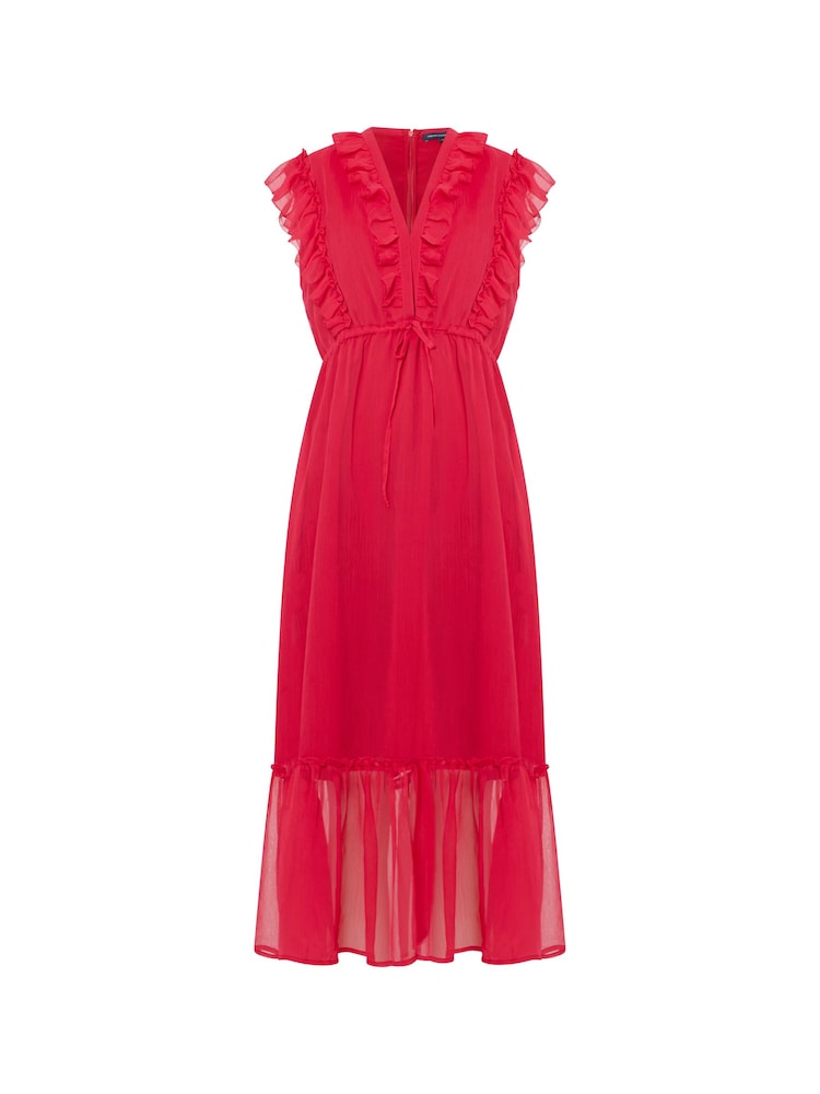 Great Plains Hot Pink High Summer Crinkle V Neck Dress - Image 4 of 4