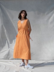Great Plains Orange Summer Embroidery V Neck Dress - Image 1 of 4