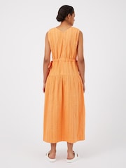 Great Plains Orange Summer Embroidery V Neck Dress - Image 2 of 4