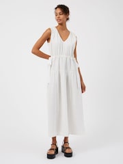 Great Plains White Summer Embroidery V Neck Dress - Image 1 of 4