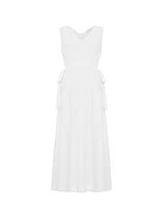 Great Plains White Summer Embroidery V Neck Dress - Image 4 of 4