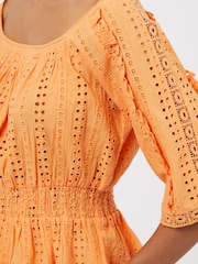 Great Plains Orange Summer Embroidery Square Neck Top - Image 2 of 4