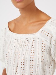 Great Plains White Summer Embroidery Square Neck Top - Image 2 of 4