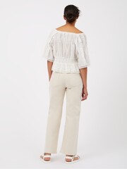 Great Plains White Summer Embroidery Square Neck Top - Image 3 of 4