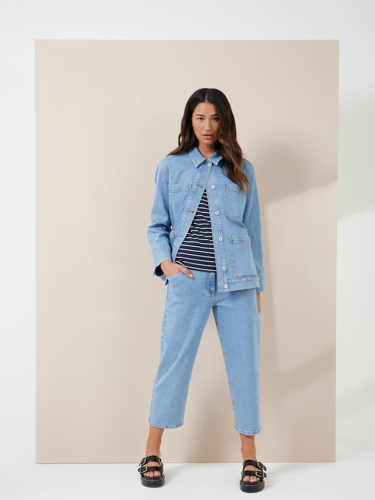 Great Plains Blue Sunwashed Denim Cargo Jacket - Image 1 of 3