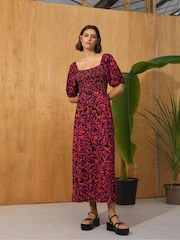 Great Plains Black Multi Grenada Jersey Smocked Top Dress - Image 1 of 5