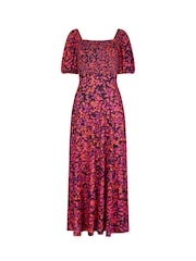 Great Plains Black Multi Grenada Jersey Smocked Top Dress - Image 5 of 5