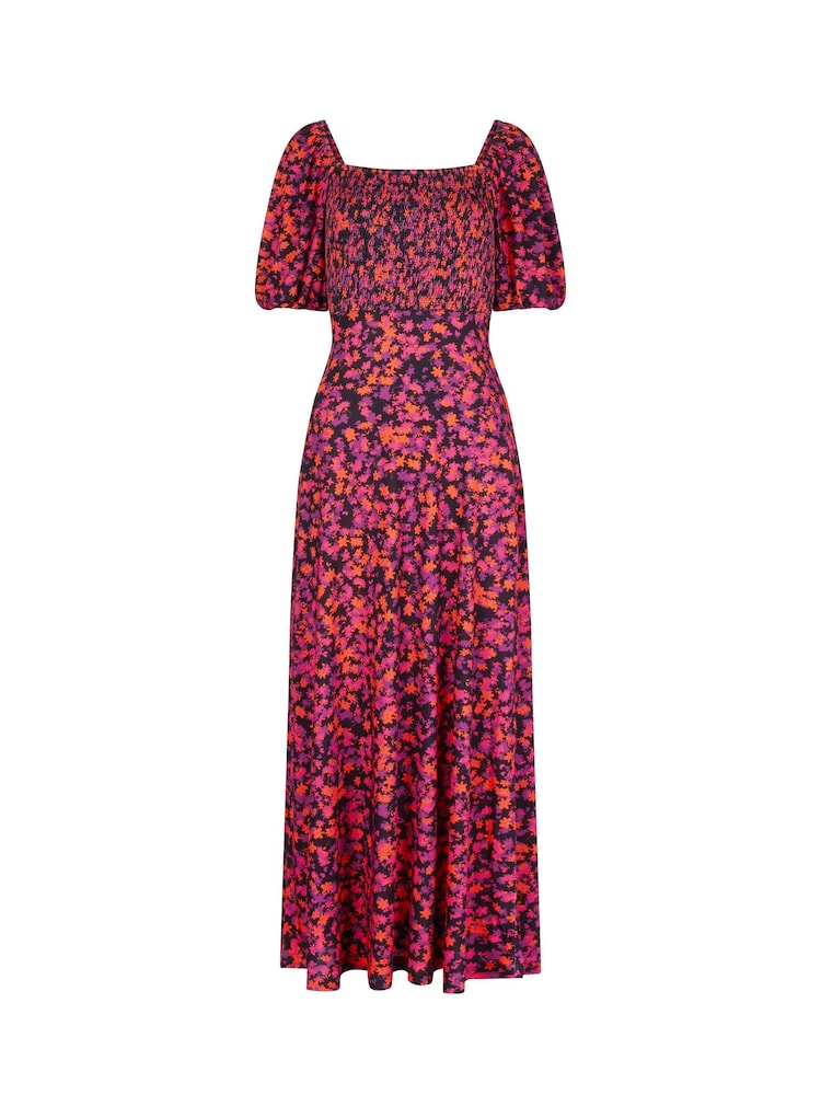 Great Plains Black Multi Grenada Jersey Smocked Top Dress - Image 5 of 5
