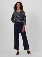 Great Plains Navy Blue Crinkle Cotton Trousers - Image 1 of 3