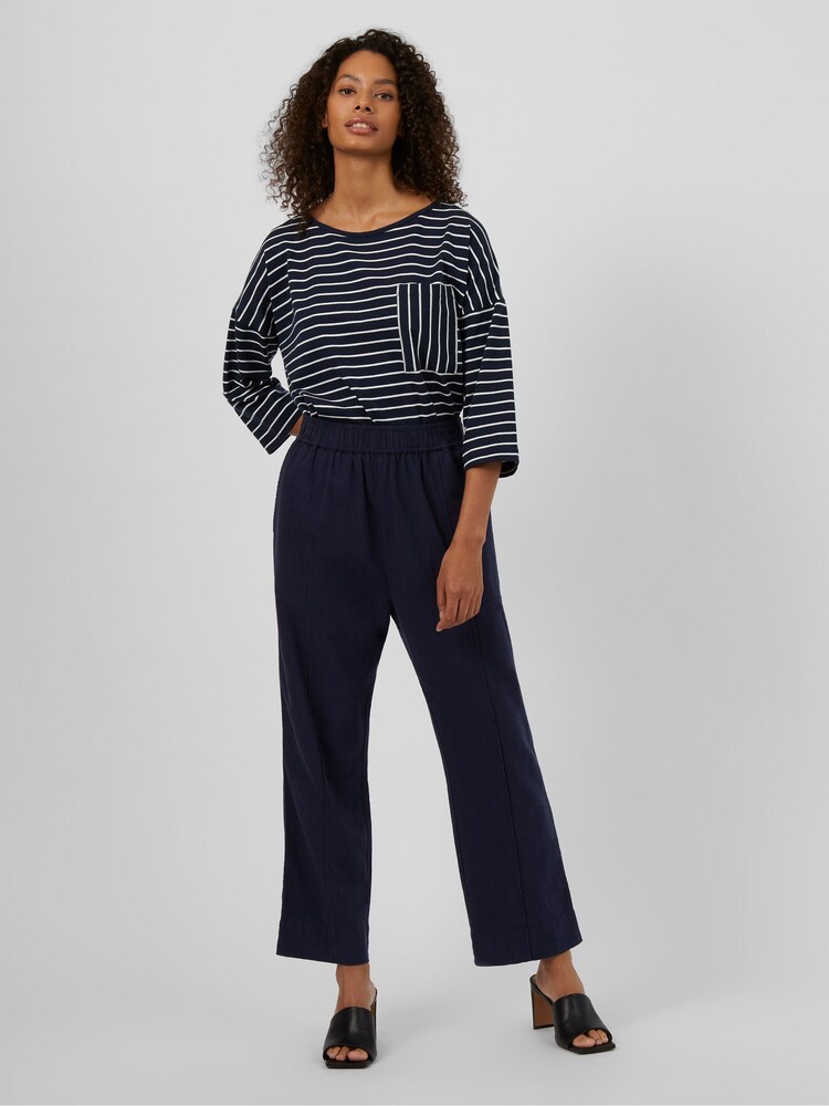 Great Plains Navy Blue Crinkle Cotton Trousers - Image 1 of 3