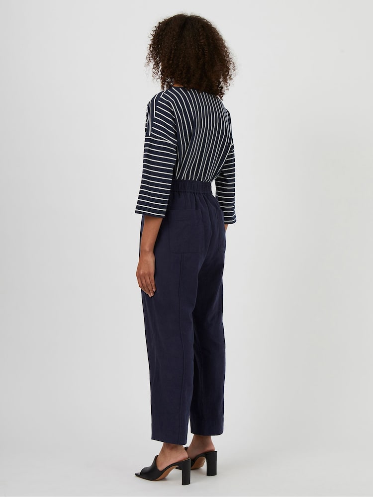 Great Plains Navy Blue Crinkle Cotton Trousers - Image 2 of 3
