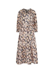 Great Plains Black Multi Sunflower Print Belted Dress - Image 4 of 4