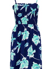 Pour Moi Navy Blue Troical Removable Straps Shirred Bodice Short Dress - Image 4 of 5