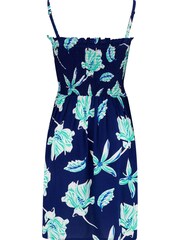 Pour Moi Navy Blue Troical Removable Straps Shirred Bodice Short Dress - Image 5 of 5
