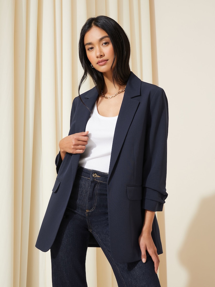 Friends Like These Blue Edge to Edge Tailored Blazer - Image 1 of 4 Friends Like These Blue Edge to Edge Tailored Blazer - Image 1 of 4