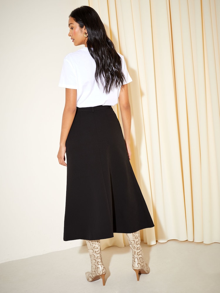 Friends Like These Black Tailored Belted Midi Skirt - Image 4 of 4