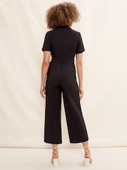 Friends Like These Black Utility Belted Short Sleeve Wide Leg Jumpsuit - Image 2 of 4