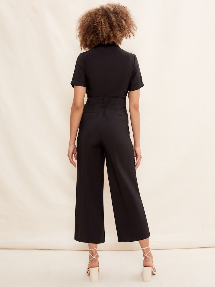 Friends Like These Black Utility Belted Short Sleeve Wide Leg Jumpsuit - Image 2 of 4