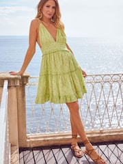 Friends Like These Green Strappy Swing Dress - Image 3 of 4