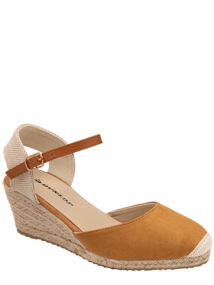 Dunlop Brown Wedge Sole Espadrille Sandal With Suede Look Upper - Image 1 of 4 Dunlop Brown Wedge Sole Espadrille Sandal With Suede Look Upper - Image 1 of 4