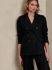 Banana Republic Black Palma Linen Blazer - Image 1 of 3