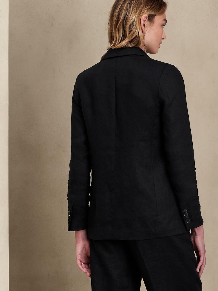 Banana Republic Black Palma Linen Blazer - Image 2 of 3