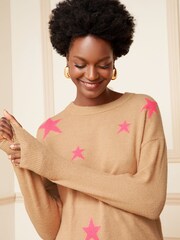 Love & Roses Camel Star Cosy Knitted Jumper - Image 2 of 4
