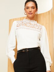 Love & Roses Ivory White Lightweight Lace Knitted Jumper - Image 1 of 4