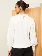 Love & Roses Ivory White Lightweight Lace Knitted Jumper - Image 3 of 4