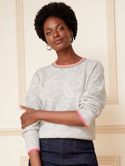 Love & Roses Grey Crew Neck Pointelle Jumper - Image 1 of 4