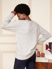 Love & Roses Grey Crew Neck Pointelle Jumper - Image 3 of 4
