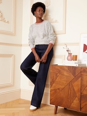 Love & Roses Grey Crew Neck Pointelle Jumper - Image 4 of 4