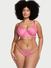 Victoria's Secret Tickled Pink Boho Floral Thong Embroidered Knickers - Image 3 of 4