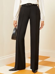 Love & Roses Black Belted High Waist Wide Leg Tailored Trousers - Image 1 of 4
