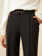 Love & Roses Black Belted High Waist Wide Leg Tailored Trousers - Image 2 of 4