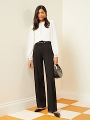 Love & Roses Black Belted High Waist Wide Leg Tailored Trousers - Image 4 of 4