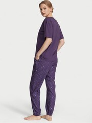 Victoria's Secret Valiant Purple Logo Pin Dot Long Cuffed Pyjamas - Image 2 of 4