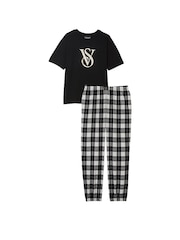 Victoria's Secret Black White Check Long Cuffed Pyjamas - Image 3 of 4