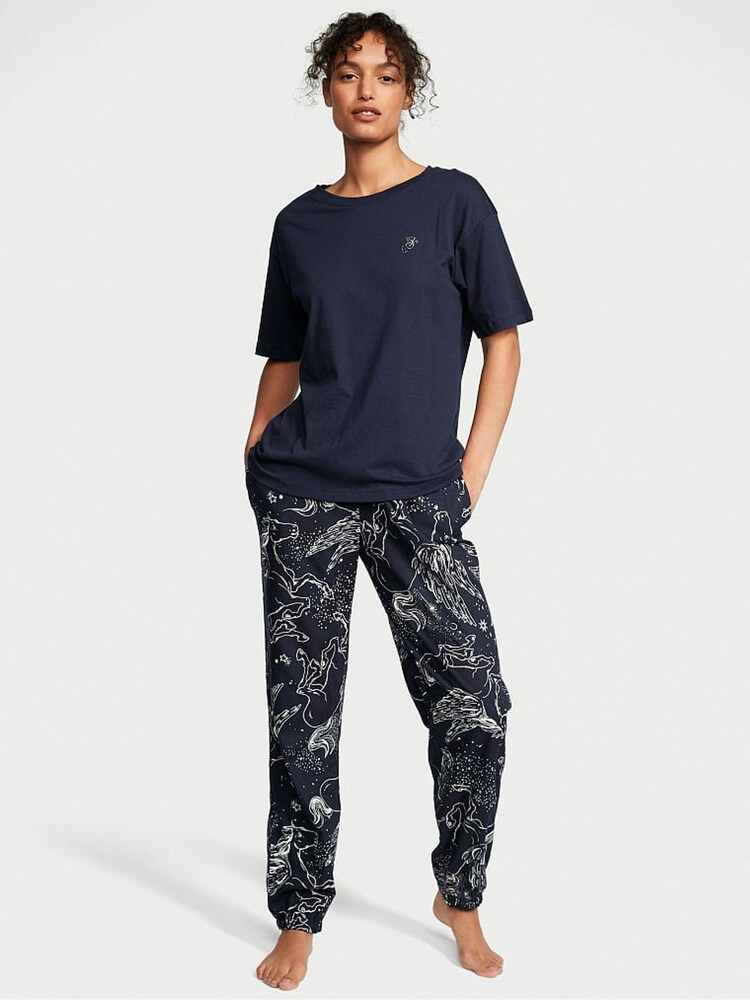 Victoria's Secret Noir Navy Blue Pegasus Long Cuffed Pyjamas - Image 1 of 3
