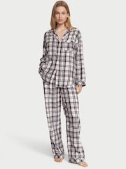 Victoria's Secret Black Red White Tartan Flannel Long Pyjamas - Image 1 of 4