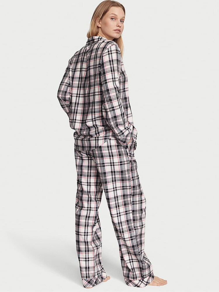 Victoria's Secret Black Red White Tartan Flannel Long Pyjamas - Image 2 of 4