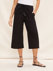 Friends Like These Black Cropped Wide Leg Culottes With Linen - Image 1 of 1