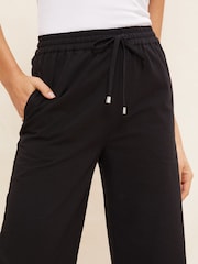 Friends Like These Black Cropped Wide Leg Culottes With Linen - Image 4 of 4
